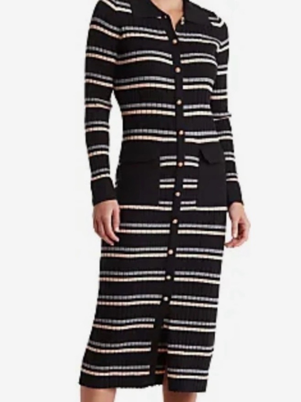 Nanette Lepore Leah Long Sleeved Button
Front Sweater Dress,